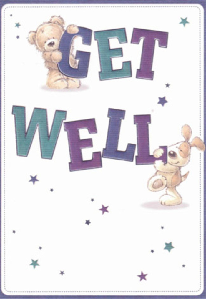 This illustrated get well card is a vibrant celebration of encouragement and hope-a sentiment deeply valued in Beckton's friendly neighbourhoods. Prominently featured are a joyful bear and an affectionate pup, both engaged in a playful balancing act with the large, colourful letters of 'Get Well.' Their cheerful postures and expressive faces exude warmth, much like a heartfelt smile exchanged at a local flower shop on Tollgate Road. Behind and around them, enchanting stars in shades of purple and blue seem to float amidst a clean, airy backdrop, evoking moments of possibility found wandering along Beckton's tree-lined lanes. The boldness of the card's typography, shaded in purples and aquas, grounds the design in positivity and reassurance, while the illustrated softness of fur and ears lends a tangible sense of comfort. Each detail is thoughtfully chosen, mirroring the careful selection of blooms for bouquets sent to lift a friend's spirits after a stroll in Beckton District Park. The scene unfolds with the same gentle encouragement that a delivery from Florist Beckton brings-an embrace of joy, innocence, and genuine care, ideal for reminding loved ones that brighter days are near.